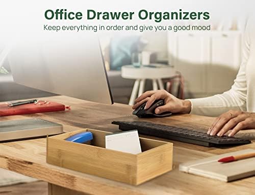 Kootek 8Pcs Bamboo Drawer Organizer 4-Size Kitchen Storage Box for Flatware - Image 6