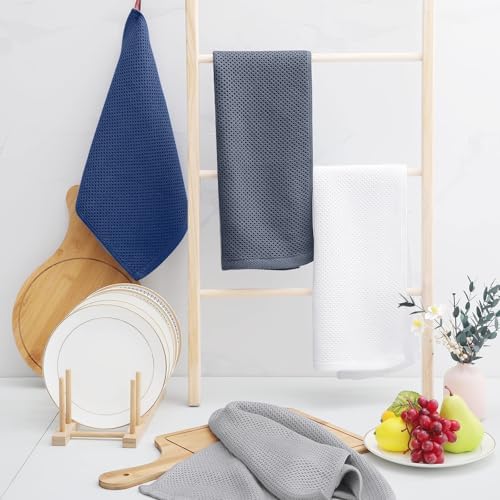 Homaxy 100% Cotton Waffle Weave Kitchen Towels, 5-Pack, White - Image 6