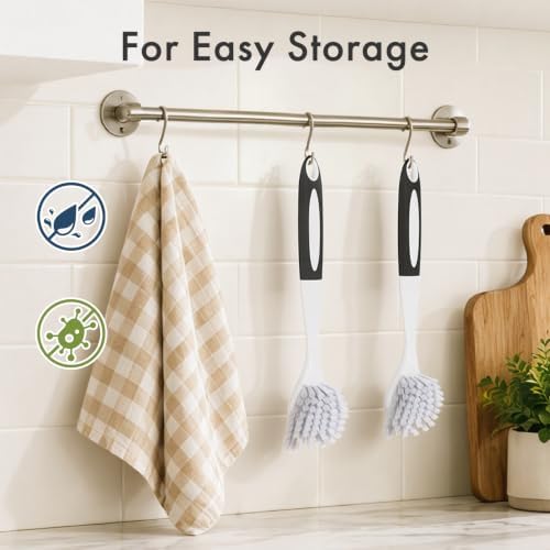 Amazer Dish Brush with Handle, 2 Pack Kitchen Scrub Brushes for Cleaning, Dish Scrubber with Stiff Bristles for Sink, Pots, Pans - Image 7