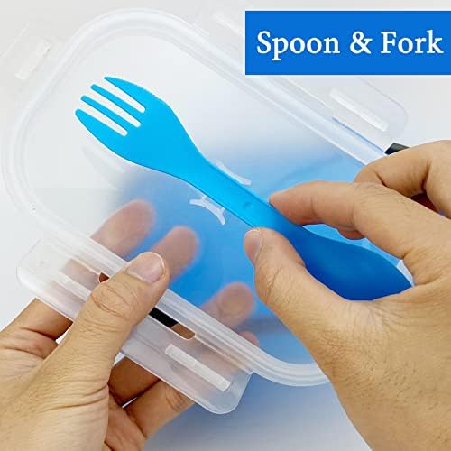 Collapsible Lunch Box Containers, Silicone Bento Box with Airtight Lid and 2 in1 Spoon & Fork, 1000ml Large Portion Reusable Silicone Food Storage Container, Microwave Dishwasher Safe - Image 6