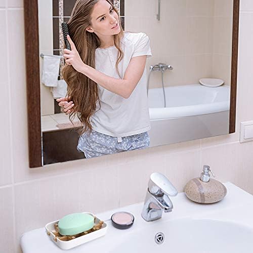 Bamboo Wooden Soap Dishes for Bathroom Bar Soap Holder Shower Soap Holder Sink Deck Bathtub Shower Tray (One Pieces White) - Image 6