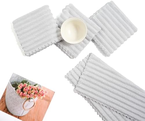 Kitchen Dish Cloths,Super Absorbent Coral Velvet Dish Towels,Quick Drying Kitchen Towels No Lint Dish Rags,Reusable Household Microfiber Cleaning Cloth,12X12 inches(12 Pack,Light Grey Streak) - Image 6