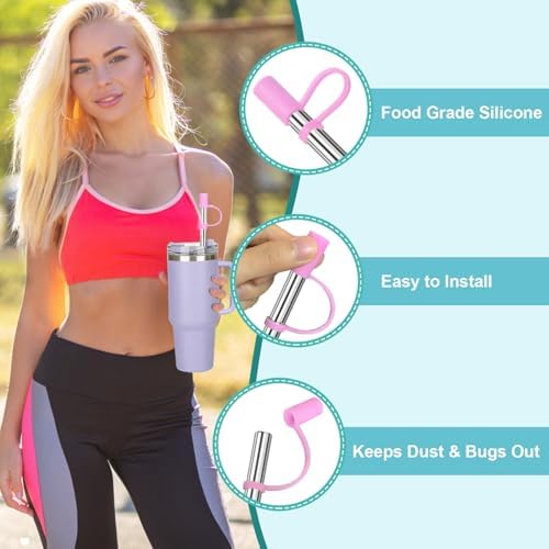 Reusable Stainless Steel Straws Set 6 PCS with 6 Silicone Tips, 2 Straw Brush, 1 Storage Case, Different Sizes of Metal Straws Reusable, Suitable for 14, 20, 30 oz Cups Tumbler, for Hot/Cold Drinks - Image 7
