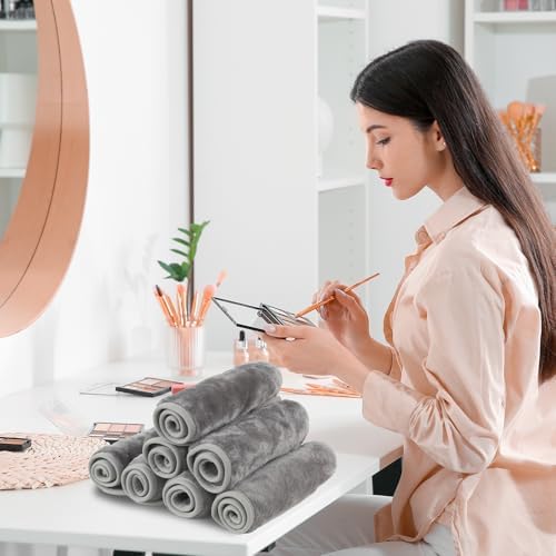Nugilla Makeup Remover Cloths, 8 Packs Makeup Remover Towels Reusable Face Wash Cloth, Soft Microfiber Face Cloth for Women(Cool Grey) - Image 7