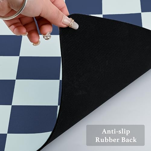 Ohocut Navy Blue Checkered Dish Drying Mat for Kitchen Counter, Coffee Bar Station Accessories, Retro Cute Aesthetic Modern Absorbent Drainer Mat Kitchen Drying Mat Easy Clean (Ocean, 19" x 12") - Image 7