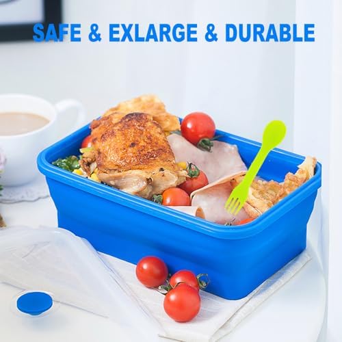 Extra Large Collapsible Silicone Food Storage Containers With Lids, 82.8oz, 2 Pack, XXL Foldable Bento Lunch Box, Rv Collapsible Bowls, Big Meal Boxes for Kitchen, Camping, BPA Free - Image 6