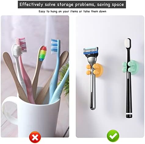 iBetterLife 6Pcs Toothbrush Holders for Bathrooms - Self-Adhesive Wall Mount to Mirror for Clipping & Hanging Shower Razor Towel Plug Cable, Utility Hooks for Home Kitchen Office Dorm Room Essentials - Image 6