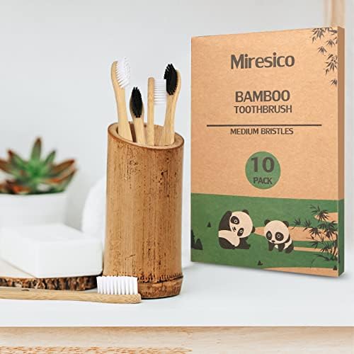Bamboo Toothbrushes 10 Pack, Plant Based Medium Bristle Toothbrush - Image 7