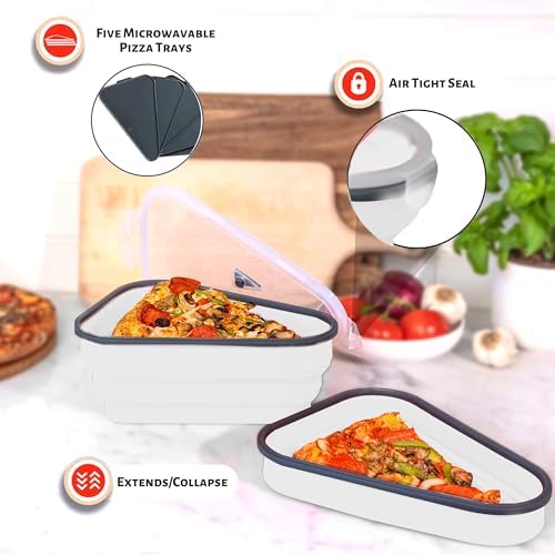 The Perfect Pizza Pack™ - Reusable Pizza Storage Container with 5 Microwavable Serving Trays - BPA-Free Adjustable Pizza Slice Container to Organize & Save Space, White - Image 6