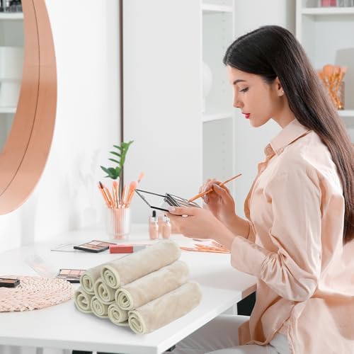 Nugilla Makeup Remover Cloths, 8 Packs Makeup Remover Towels Reusable Face Wash Cloth, Soft Microfiber Face Cloth for Women(Beige) - Image 7