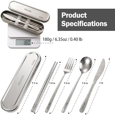 iNKULEER 100% Pure Titanium Travel Cutlery Set | Reusable Utensils with Metal Case | Portable Silverware for Camping, Office, Travel & Outdoor Dining - Image 7