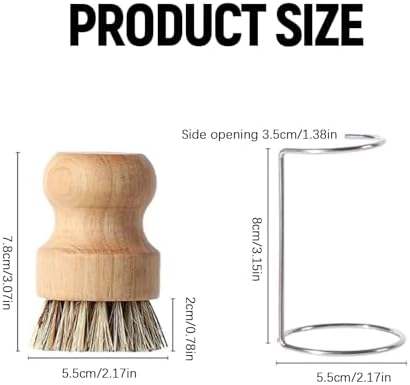Natural Coconut Fiber Pot Scrubber Brushes with Quick-Dry Stand, Rubberwood Handle for Stubborn Pans & Kitchen Cleaning,2Pcs - Image 7