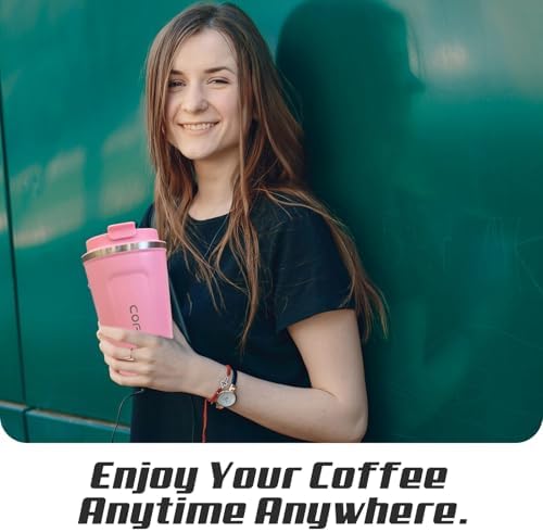 SPLMIFA Travel coffee mugs leak-proof, reusable coffee cups with lids, stainless steel vacuum insulated coffee tumblers, thermal insulation cups for men & women keep drinks hot & cold(2nd-Pink, 12OZ) - Image 6