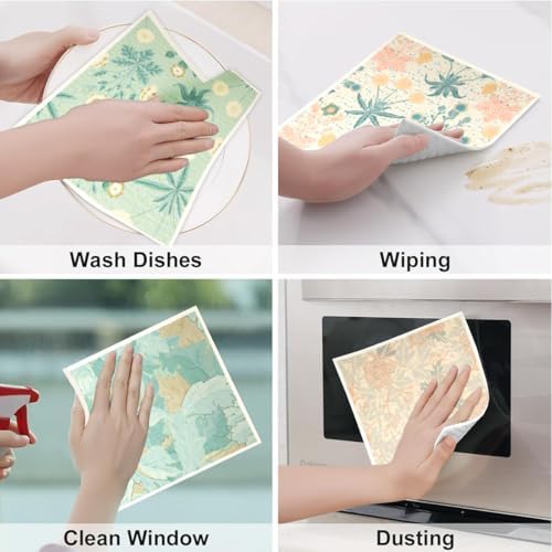6 - Pack Swedish Kitchen Dish Cloths - Reusable Paper Towels for Counters & Dishes - Eco Friendly Cellulose Sponge Cloth (Flower Pattern) - Image 6