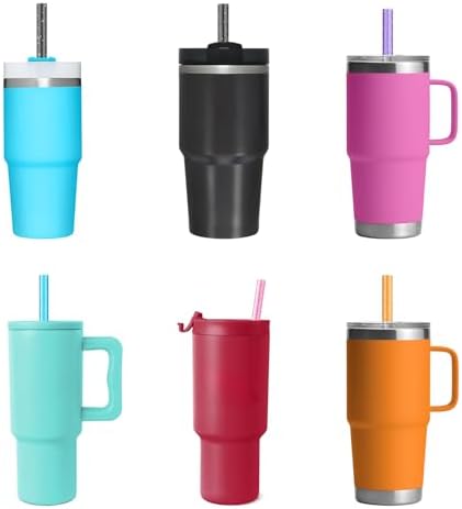 Replacement Straw Compatible with Stanley 14 oz 20 oz Cup Tumbler, 6 Pack Reusable Straw with Cleaning Brush, Plastic, Clolors - Image 7