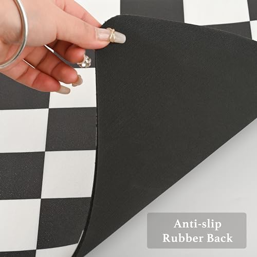 Ohocut Checkered Dish Drying Mat for Kitchen Counter, Coffee Bar Station Accessories, Retro Cute Aesthetic Modern Absorbent Drainer Mat Kitchen Drying Mat Easy Clean, Black 16" x 24" - Image 7
