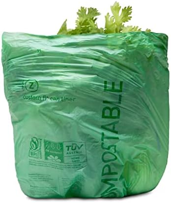 simplehuman Code Z 30 Count Compostable Custom Fit Liners, Certified Compostable Trash Bags for Compost Caddy, Plant-Based PVOH Plastic, Backyard or Commercial Composting, 4 Liter / 1 Gallon - Image 5