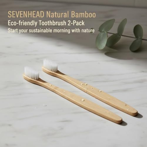 SEVENHEAD 2 PCS Bamboo Toothbrushes for Adults - Soft Bristles, Natural Biodegradable, BPA Free, Eco-Friendly, White - Image 7