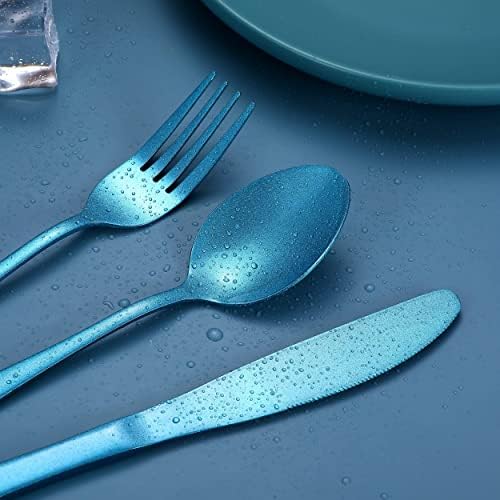 Portable Stainless Steel Flatware Set, Travel Camping Cutlery Set, Portable Utensil Travel Silverware Dinnerware Set with a Waterproof Case (Light Blue) - Image 6