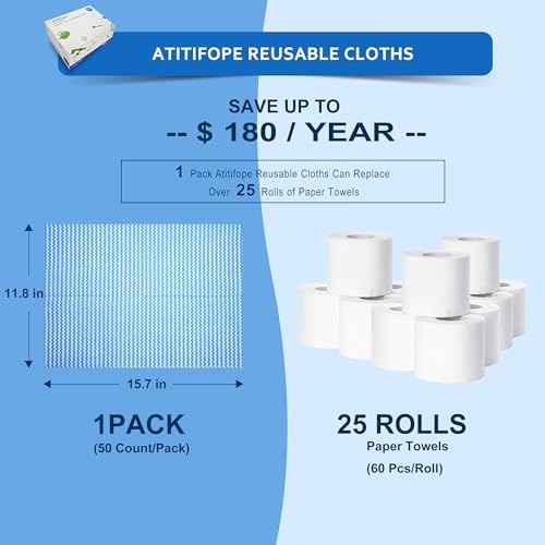 100 Pcs Reusable Cleaning Cloths, Heavy Duty All Purpose Cleaning Rags, Lint - Free Streak Free Washable Wipes for Kitchen, Bathroom & Car, Reusable Paper Towels Alternative - Image 5