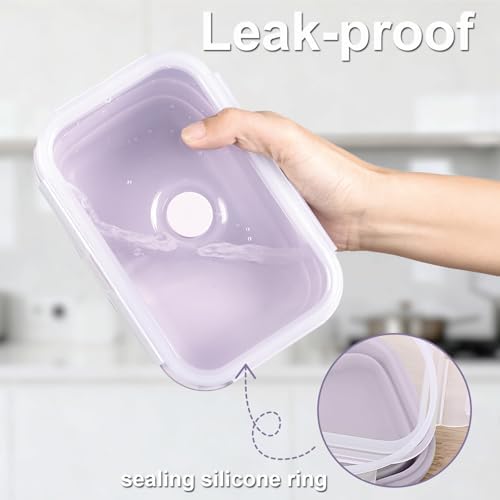 Collapsible Food Storage Containers with Airtight Lid & Vent Valve, 27 oz - Image 6