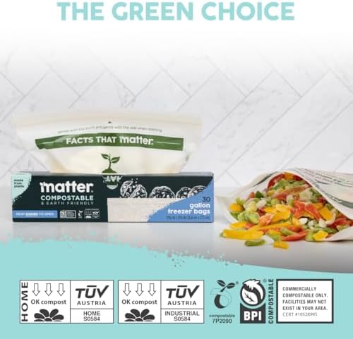 Matter Compostable Gallon Freezer Bags, Resealable, 30 Ct, Made From Plants - Image 7