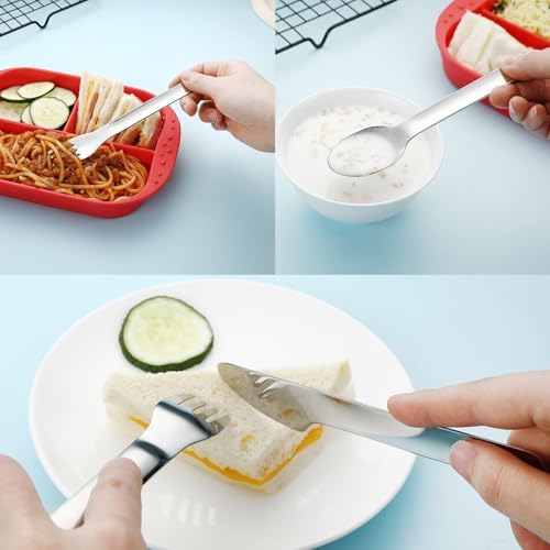 DEVICO Utensils for Lunch Box, 4Pcs Travel Silverware Set with Case, Khaki - Image 6