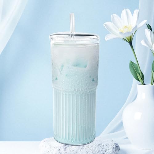 Luiaiog Glass Cups with Lids and Glass Straws,Mason Jar Cups High Borosilicate 20OZ Tumblers (2Pcs) for Coffee, Tea, Juice, Smoothies, Hot/Cold Drinks at Home, Office - Image 6
