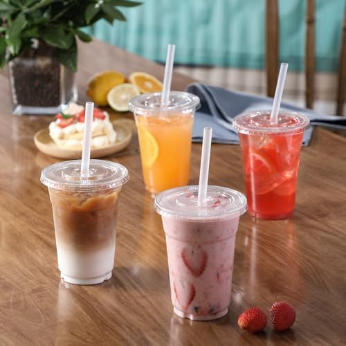VITEVER [100 Sets - 16oz Clear Plastic Cups with Lids and Straws, Disposable Iced Coffee Cups for Smoothie, Milkshake, Cold Drinks - BPA free (Pack of 2) - Image 6