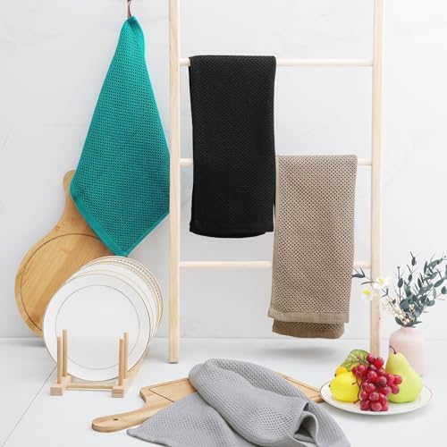Homaxy 100% Cotton Waffle Weave Kitchen Dish Towels 12-Pack, Tan - Image 6