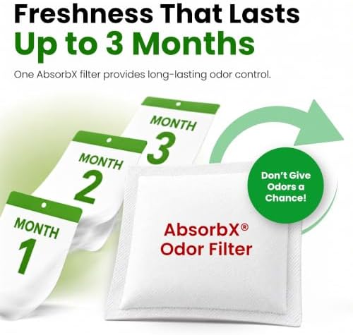 iTouchless Official Trash Can Deodorizer AbsorbX 3-Pack All Natural Activated Charcoal Odor Absorber Stops Garbage Smells, Air Freshener Compost Bin Filter for 8 Gal & Larger Trashcan with Compartment - Image 6