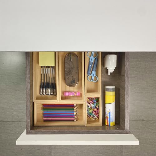 bamboo drawer organizer Set,expandable drawer dividers,wooden storage organizers,drawer organizers for kitchen, bathroom,flatware,Tea Bag Organizer (1 X 5PCS Natural) - Image 6