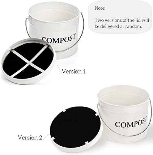 AVLA Compost Bin Kitchen Countertop, 1 Gallon Composter Pail, Food Waste Composting Bucket, Odorless Trash Keeper Container, White Scraps Caddy with Charcoal Filter, Carrying Handle, Lid - Image 7