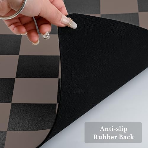 Ohocut Checkered Dish Drying Mat for Kitchen Counter, Coffee Bar Station Accessories, Retro Cute Aesthetic Modern Absorbent Drainer Mat Kitchen Drying Mat Easy Clean Brown and Black, 19" x 12" - Image 7