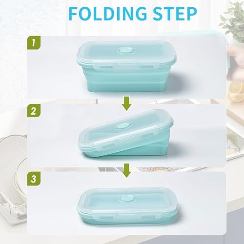 2 Pcs Collapsible Food Storage Containers with Lids and Vent, Silicone Food Storage Containers, Microwave Freezer Dishwasher Safe - Image 7