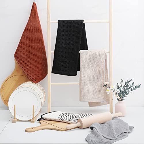 Homaxy 100% Cotton Waffle Weave Kitchen Towels, 5-Pack, Rust - Image 6