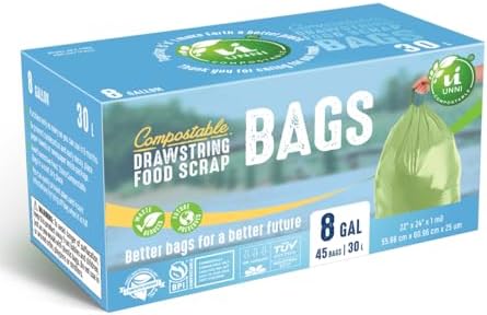 UNNI Compostable Drawstring Bags, 8 Gallon, 45 Count, Extra Thick 1 Mil - Image 6