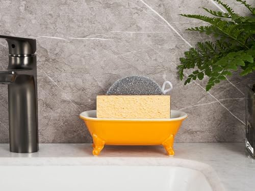6.5" Mini Clawfoot Bathtub Soap Dish,Bar Soap Holder,Golden Yellow - Image 6