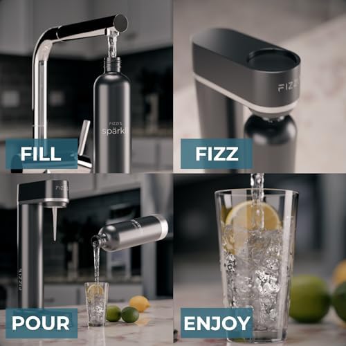 FIZZIT Sparkli Sparkling Water Maker with 1L Stainless Steel Bottle, Black - Image 6