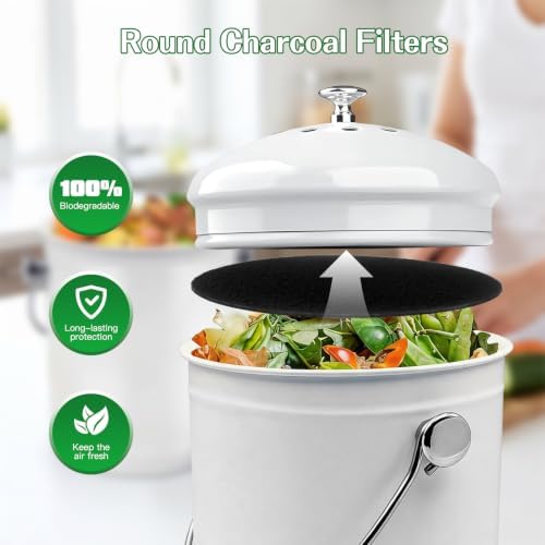 10 Pack Charcoal Filters – 6.7 Inch Round, for Kitchen Compost Bins, Activated Carbon Odor Replacement Refills for Countertop Pail by GRABOTE - Image 6