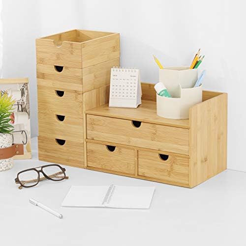 Bamboo Desk Drawer Organizer, Desktop Organizer with Drawers(2 Drawers) - Image 6