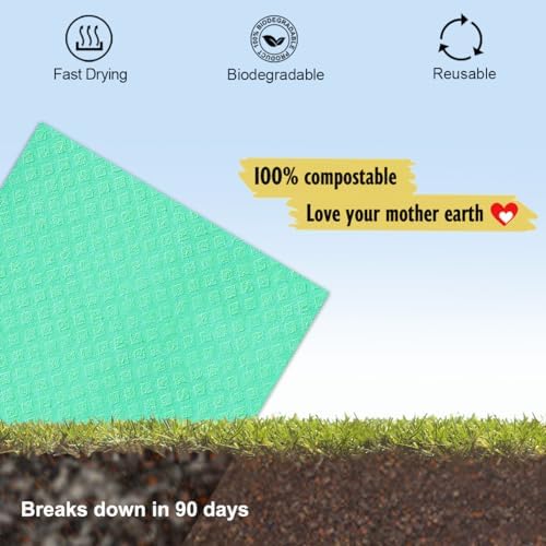 MoLKENE Swedish Dishcloths for Kitchen, 6 Pack Cellulose Sponge Cloths - Image 6
