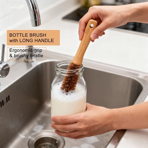 4 Piece Bamboo Dish Brush Set - Image 7