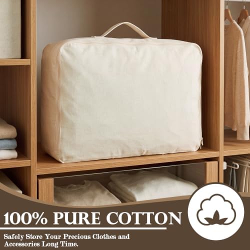 Shinymoon 3 Set 100% Cotton Packing Cubes 18"x12"x4" Regular Beige - Image 6
