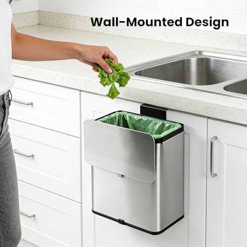 Kitchen Compost Bin with Lid, 2.1 Gal Countertop & Under Sink Trash Can - Image 6