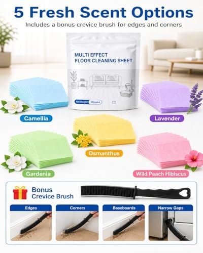 Floor Cleaning Tablets, 90 Sheets 3 Scent Pack, Multi Surface Floor Cleaner Sheets for Mopping, Floor Cleaner Tablets for Hardwood Tile Laminate Vinyl, Blue Camellia Lavender Wild Peach Hibiscus - Image 7