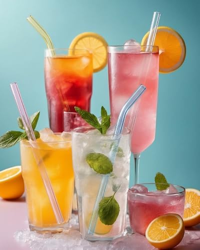 60 Pack Reusable Glass Straws, 8” x 8 mm Colorful Glass Straws - Image 7