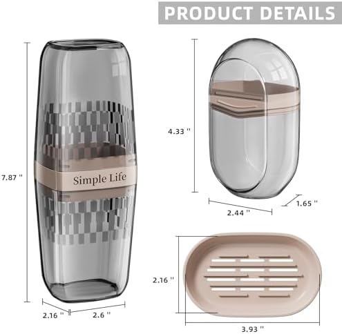 Bar Travel Soap Case Container, Portable Travel Toothbrush Case, Gray - Image 7