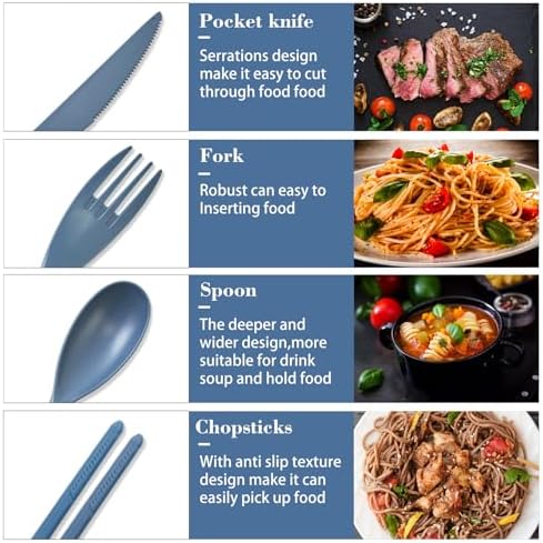 Large Reusable Travel Utensils with Case, Plastic Camping Cutlery Set - Image 6