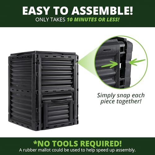 Simply Bio Garden Compost Bin from BPA-Free Material - 80 Gallon (300 L) Large Outdoor Compost Bin, Easy Assembly, Lightweight, Fast Soil Creation, Black - Image 6